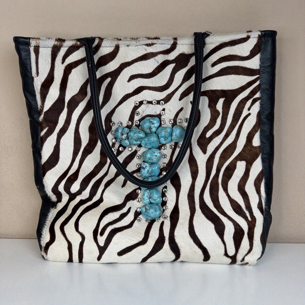 Kurtmen Designs zebra-print calf hair tote bag